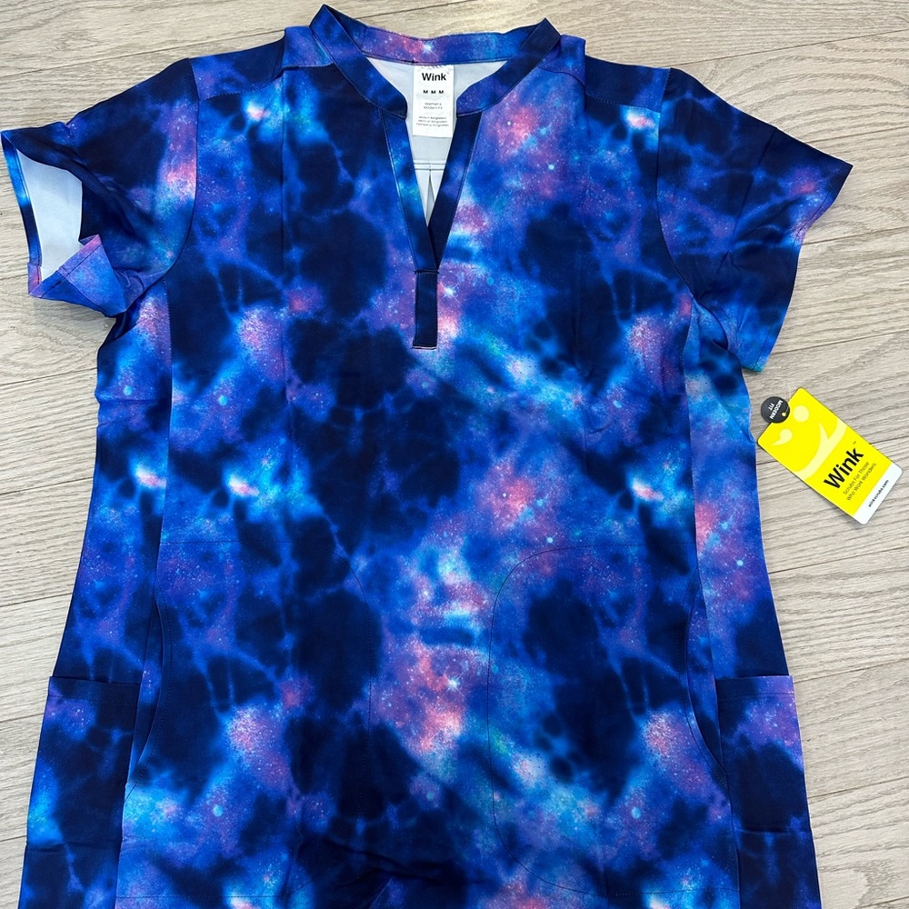 Wink Galaxy Blue and Purple Scrub Top